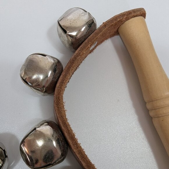 Set of 2 Westco Hand Sleigh Bells - Wooden Handle 5 Bells Each - Picture 6 of 7